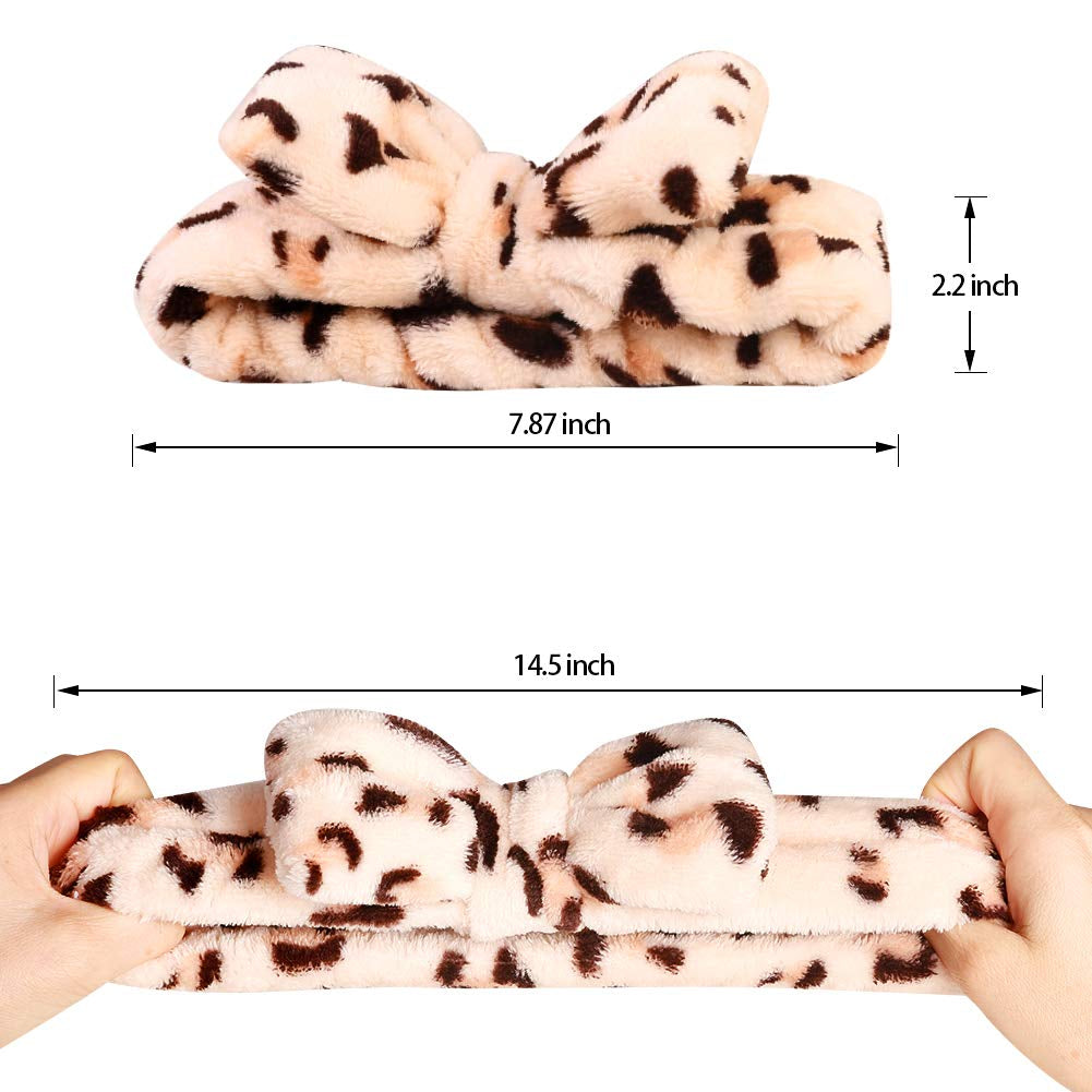 8 Pack Spa Headband, Coral Fleece Makeup Cosmetic Headband for Washing Face, Bow Headbands for Shower Terry Cloth Headbands for Women Facial Hair Band