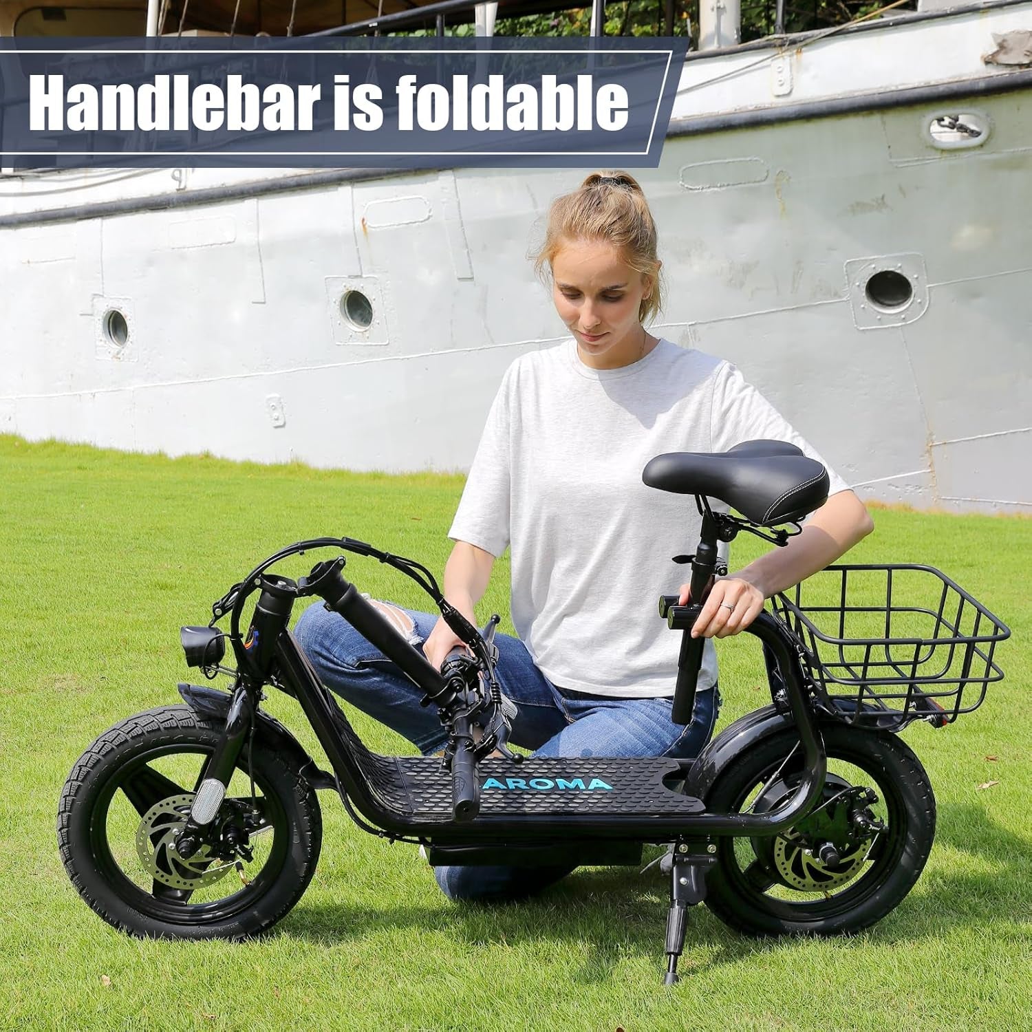 Electric Scooter for Adults with Seat, Max 30Miles Ranges, Top Speed 20Mph, 500/800/1200W Peak Motor, 14" Tire Foldable E-Scooter for Commuting with Basket, Dual Braking Dual Suspension