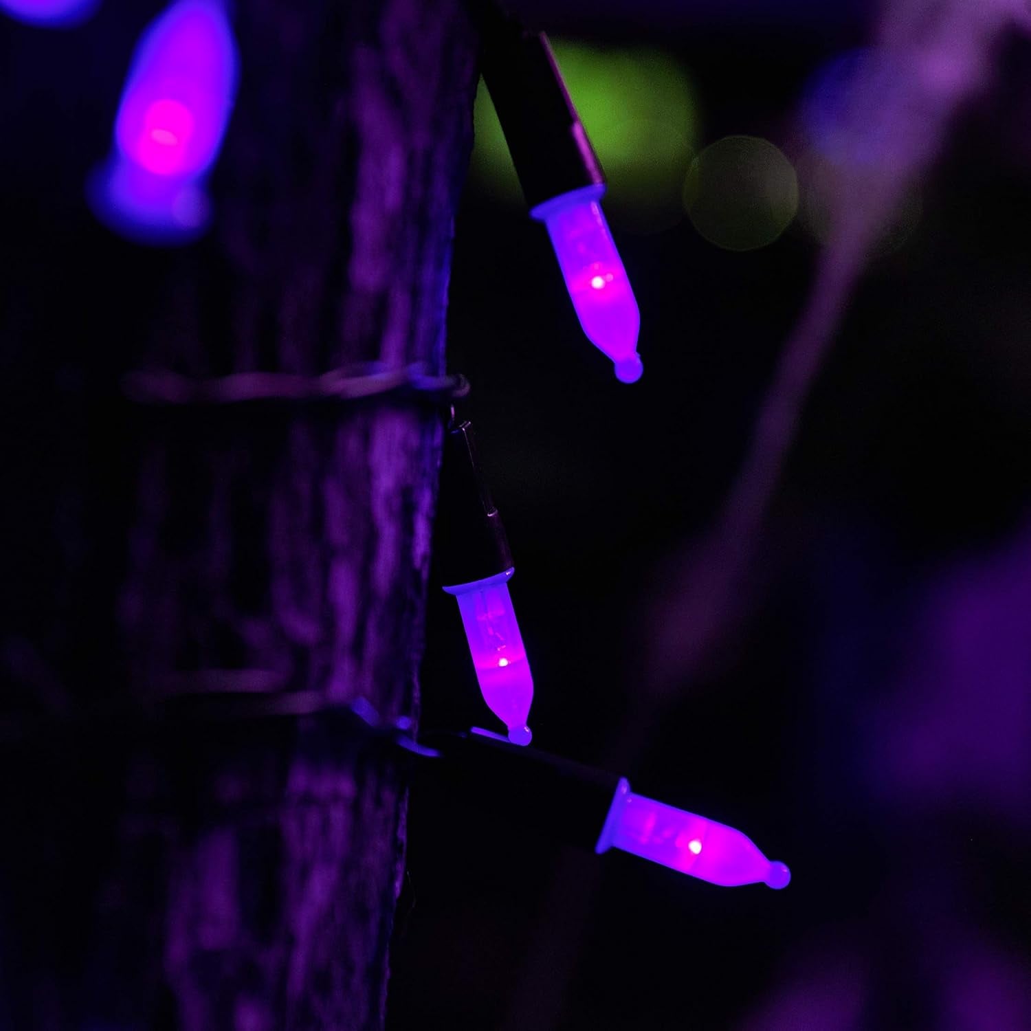 2 Pack Purple Halloween String Light, Battery Operated Lights 50 LED 16 FT String Light Waterproof Tree Lights with 8 Lighting Modes,Indoor Outdoor Patio Garden Halloween Decorations