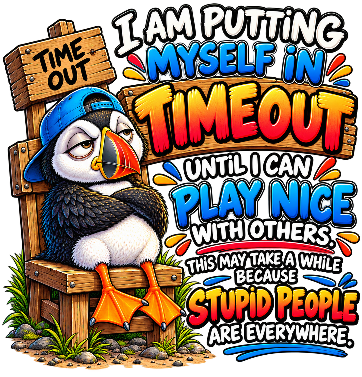 I Am Putting Myself in Timeout T-Shirt — Grumpy Puffin