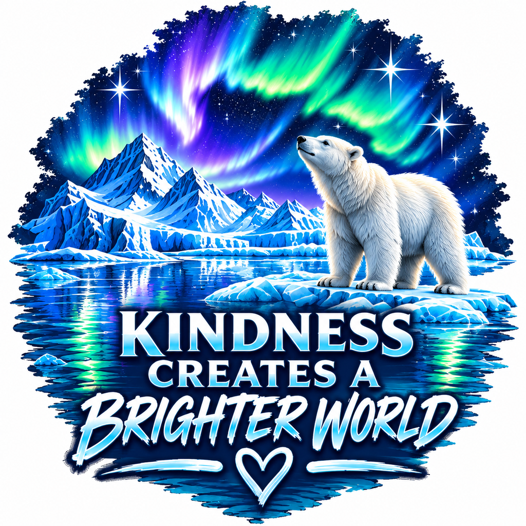 Polar Bear Aurora "Kindness Creates a Brighter World" Sweatshirt