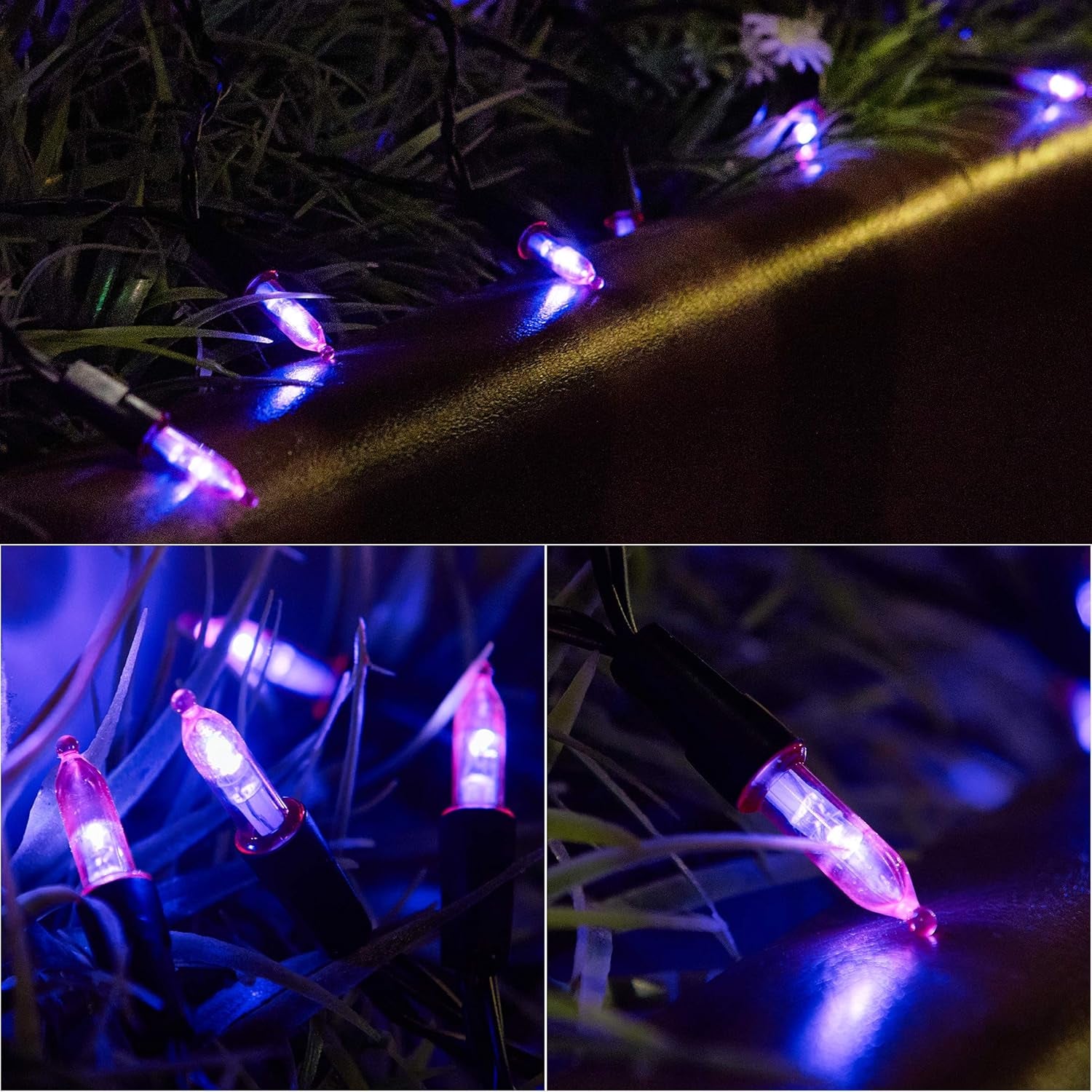 2 Pack Purple Halloween String Light, Battery Operated Lights 50 LED 16 FT String Light Waterproof Tree Lights with 8 Lighting Modes,Indoor Outdoor Patio Garden Halloween Decorations